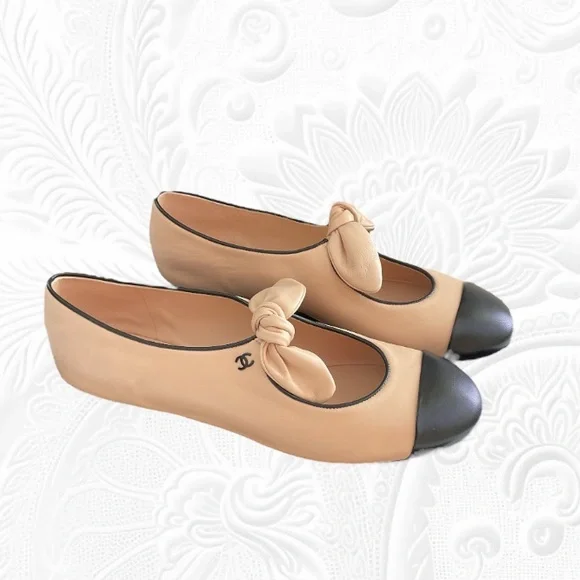 New CHANEL 25C Lambskin Maryjane Bow Ballet Shoes - Picture 13 of 13